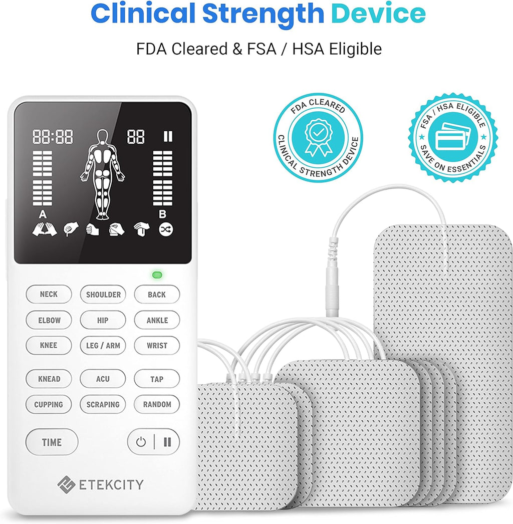 Etekcity 4-Channel Rechargeable TENS Unit Muscle Stimulator with Electrode Pads

