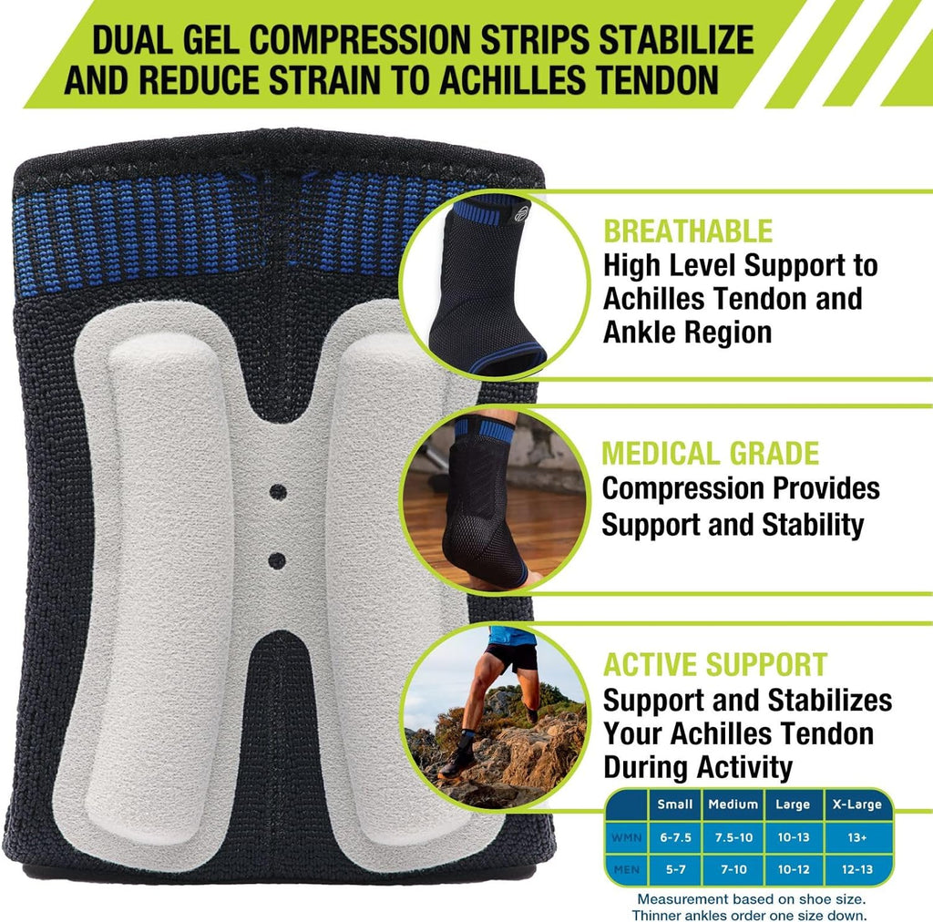 Pro-Tec Athletics Achilles Sleeve with Dual Gel Compression Strips, Tendon Support

