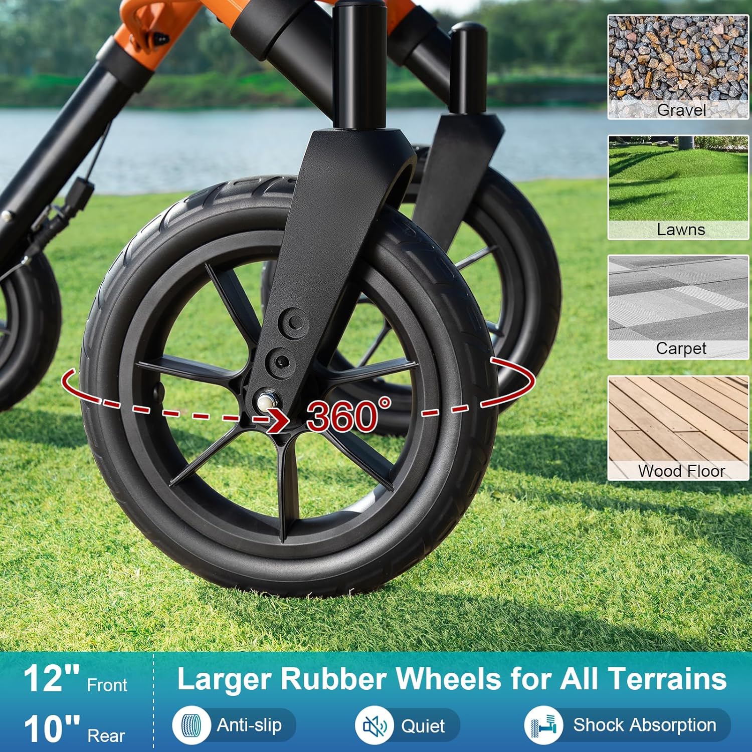 MAXWALK Rollator Walker with Seat, Tall All-Terrain 12-inch Rubber Wheels, Foldable

