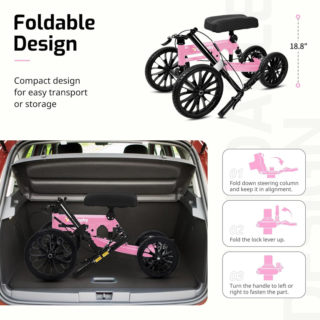 VitaSophy All-Terrain Knee Scooter with Disc Brakes, Steerable Knee Walker

