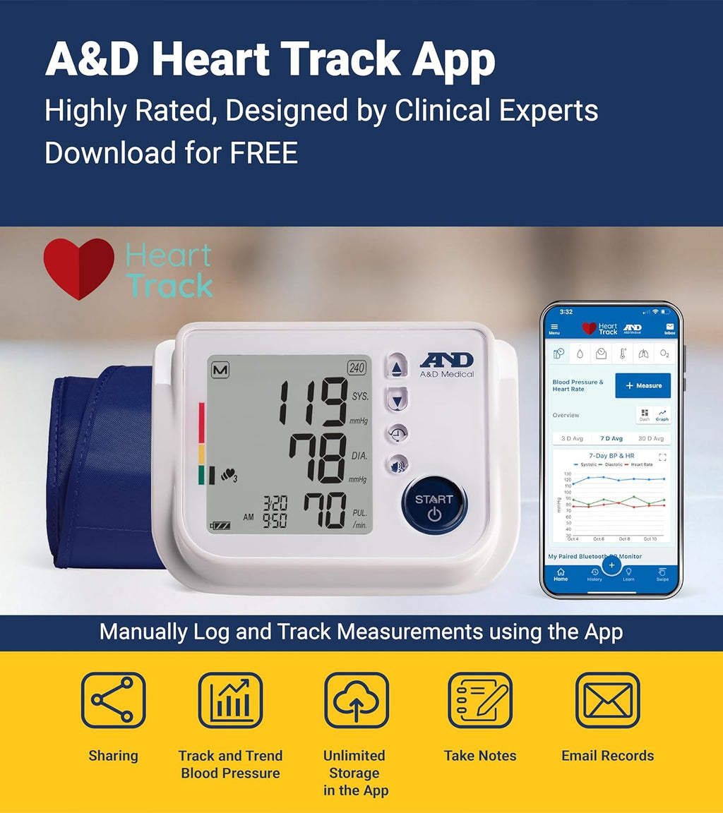 A&D Medical UA-1030T Blood Pressure Machine with TriCheck and Body Movement Sensor

