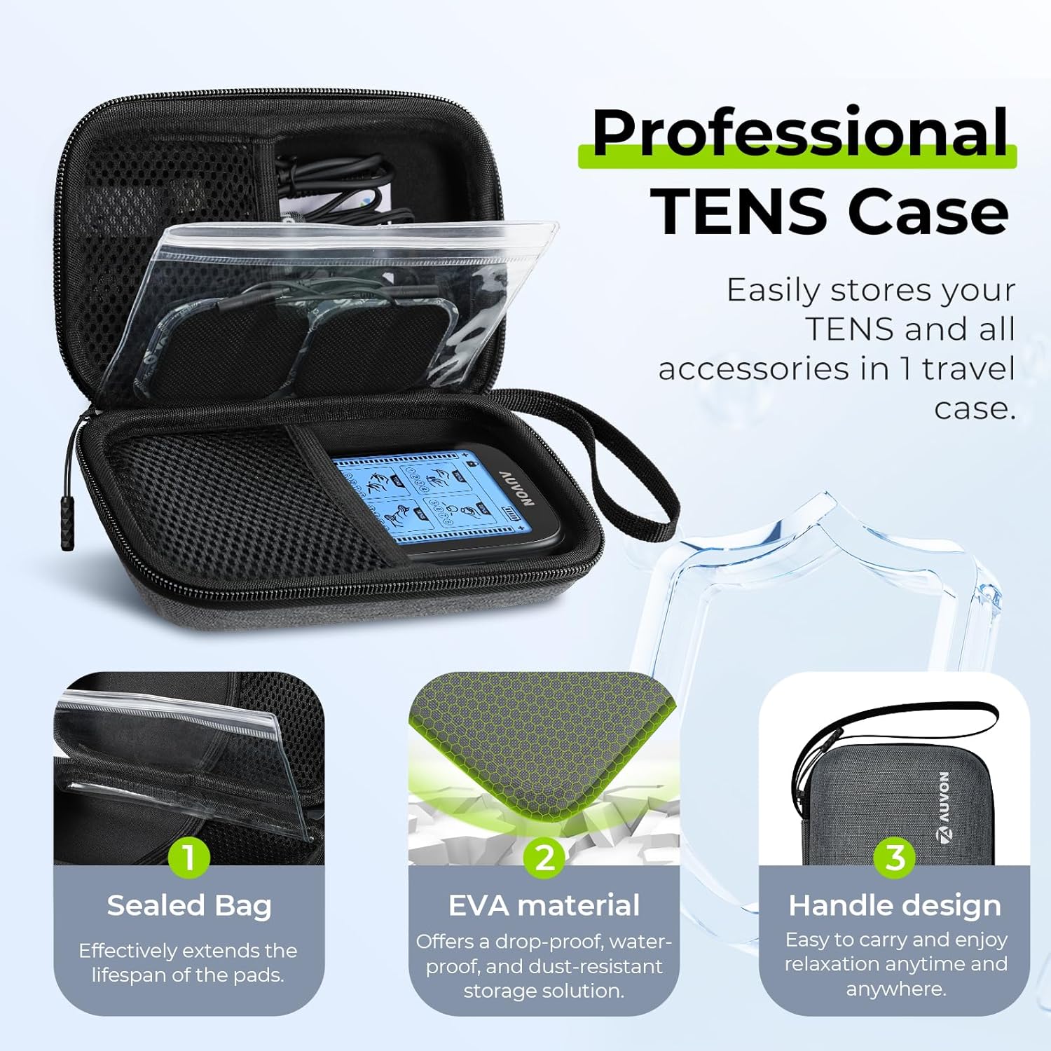 AUVON 3-in-1 TENS EMS Relax Muscle Stimulator for Pain Relief Therapy


