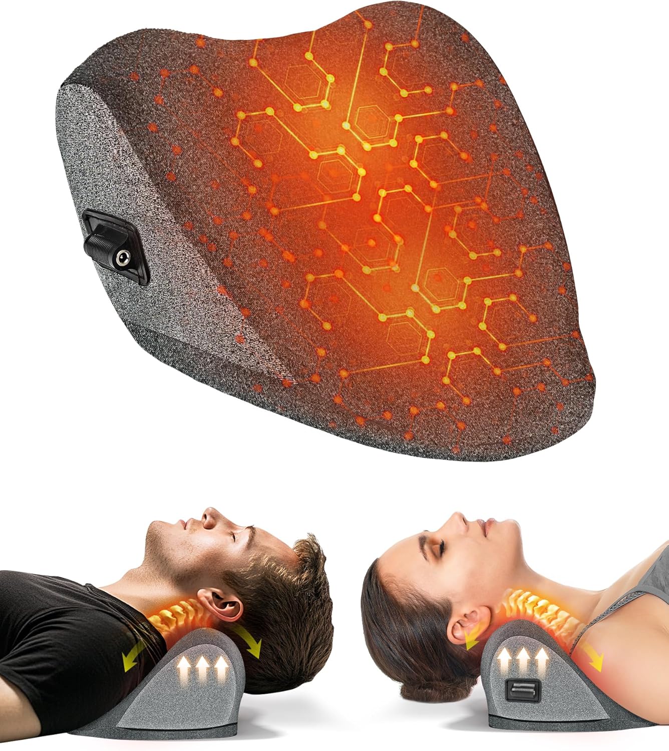 Heated Neck Traction Pillow for Cervical and Shoulder Pain Relief, Graphene USB

