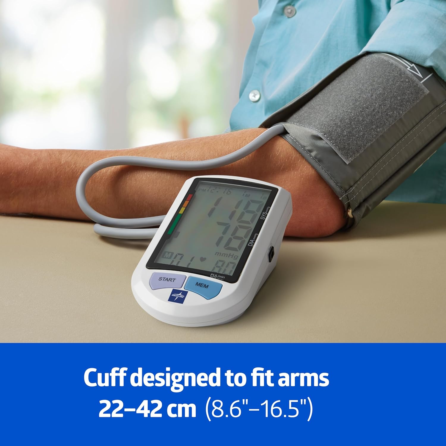 Medline Elite Automatic Blood Pressure Monitor for Upper Arm, Large LCD Display

