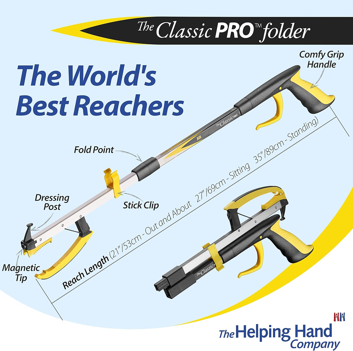 Helping Hand Company Classic Pro Folding Reacher Grabber Long-Handled Pickup Tool

