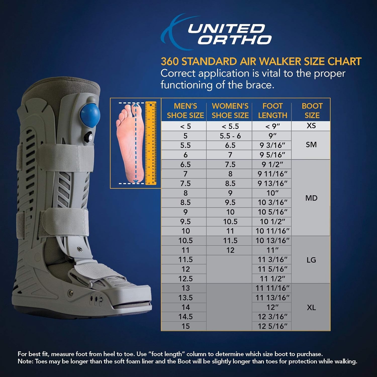 United Ortho 360 Air Walker Standard Fracture Boot, Grey

