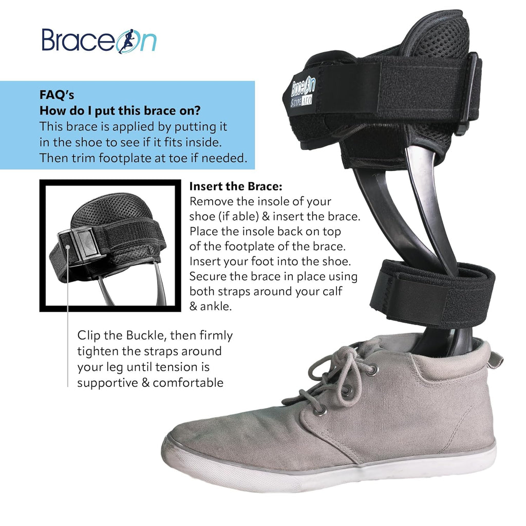 Brace On AFO S-Type Drop Foot Stabilizer Brace, Moldable Trimmable Polyethylene

