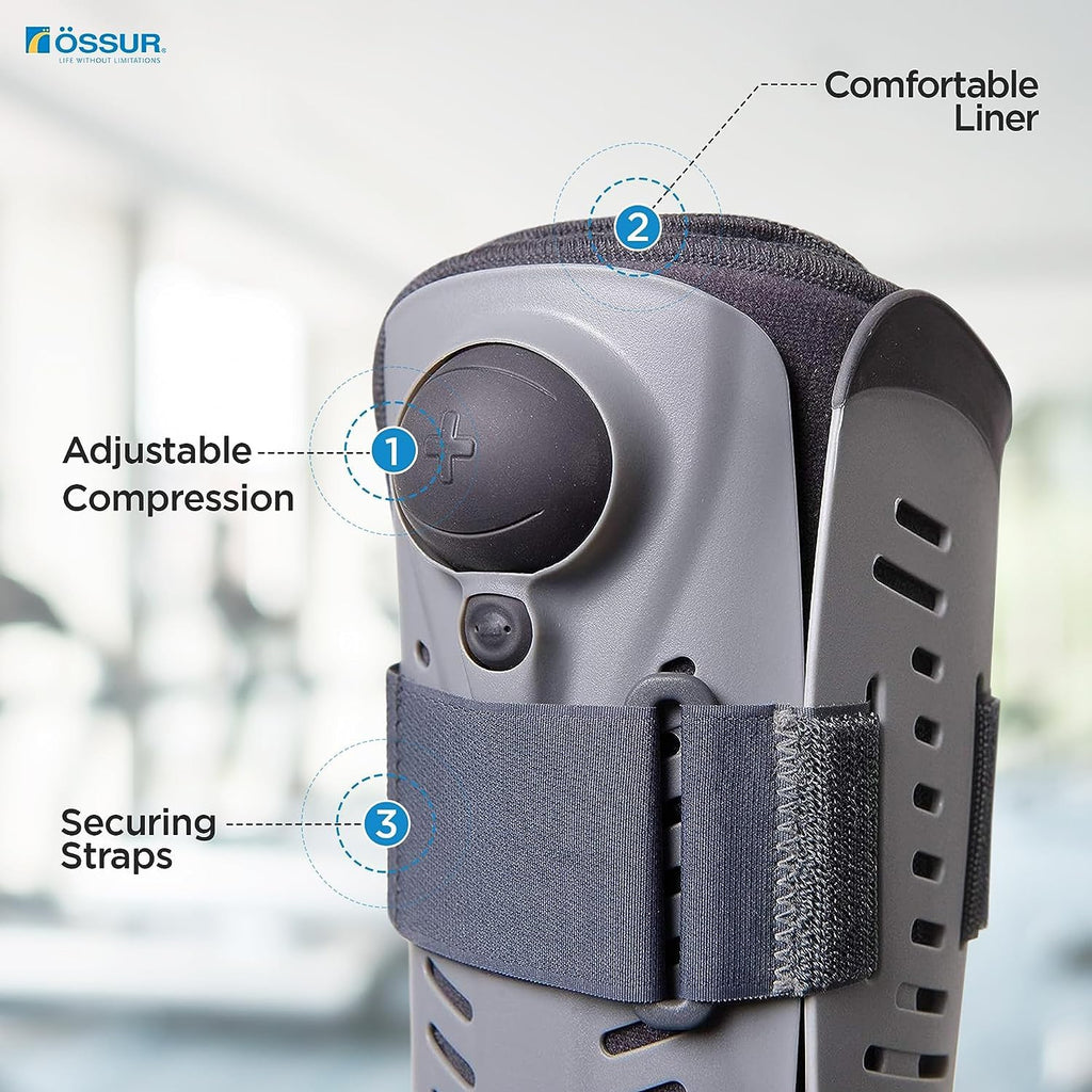 Ossur Rebound Air Walker Boot with Air Pump Rocker Bottom and Compression Straps

