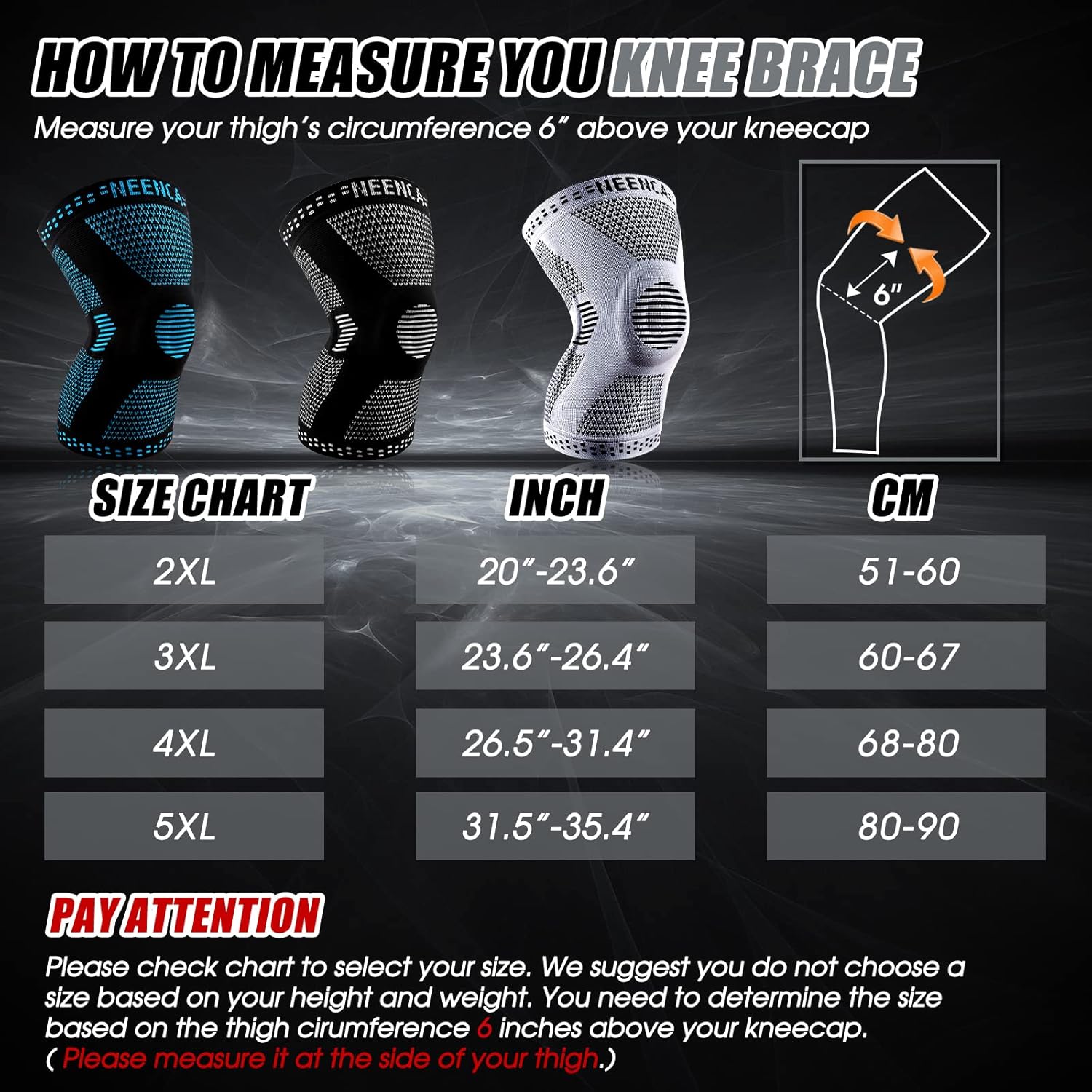 NEENCA Plus Size Knee Brace Sleeve with Patella Gel Pad & Side Stabilizers

