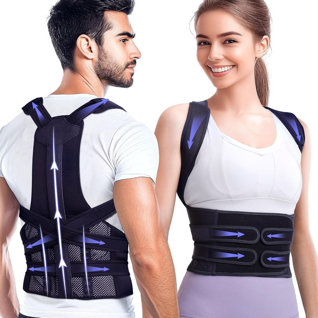 Kepwaa Posture Corrector Back Brace for Upper Back and Lumbar, Adjustable Shoulder Straps

