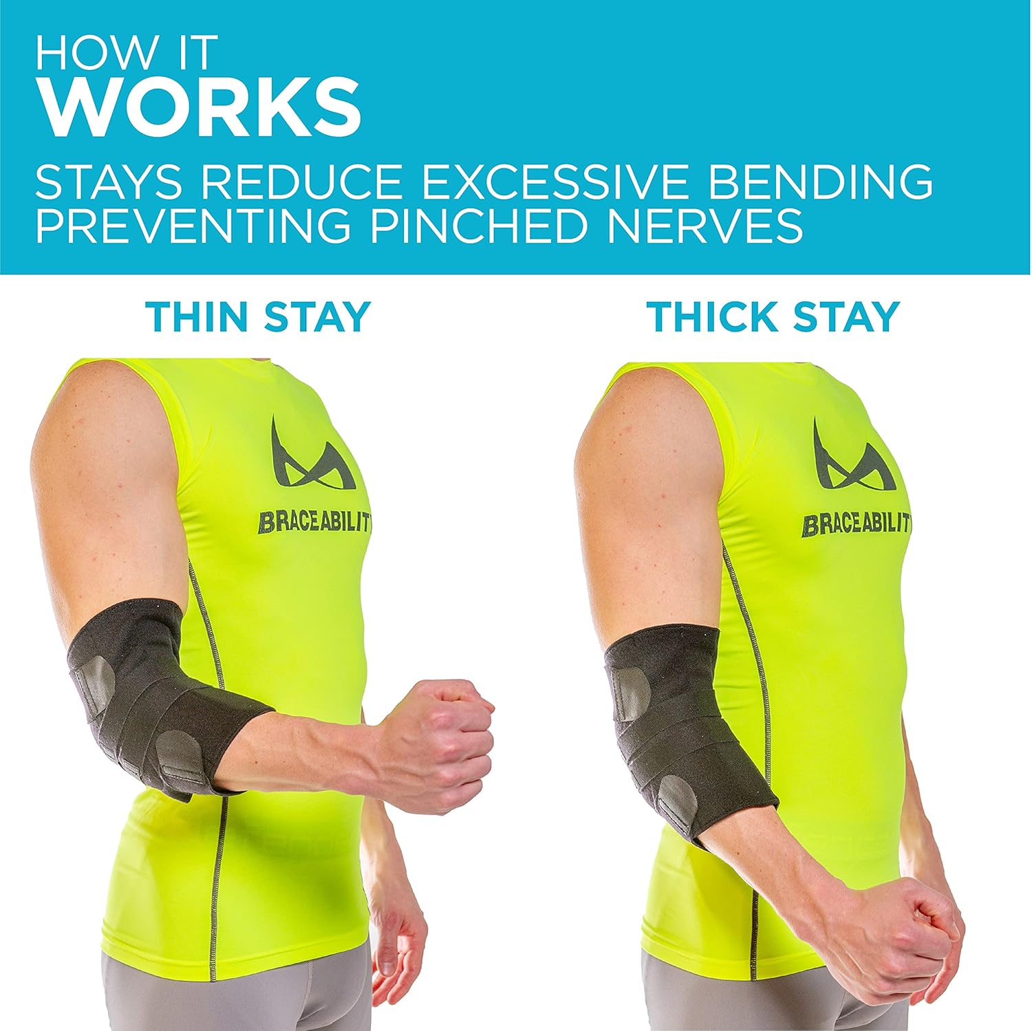 BraceAbility Cubital Tunnel Brace, Ulnar Nerve Padded Elbow Splint

