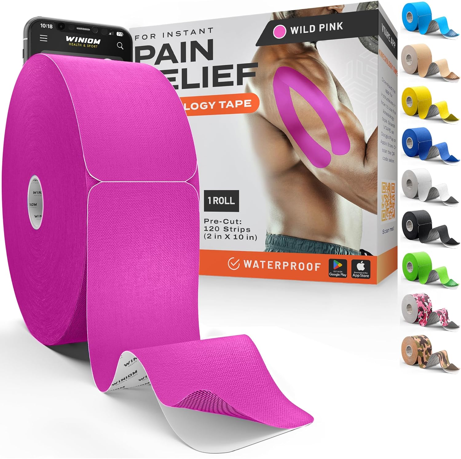 Kinesiology Tape Waterproof Athletic Sports Tape for Joint & Muscle Support, 2 in Roll


