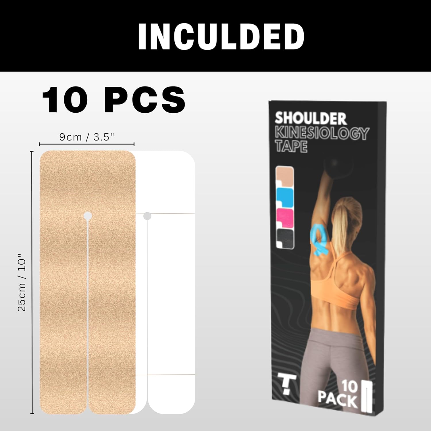 Kinesiology Tape for Shoulder Support, Waterproof Precut Sports Tape


