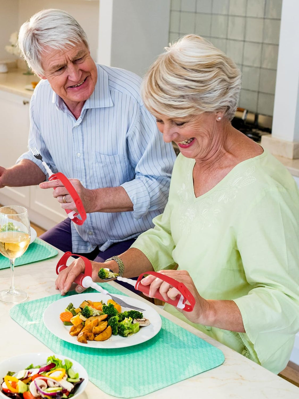 Adaptive Swivel Spoon and Fork Set, 360° Rotating Stainless Steel Easy Grip

