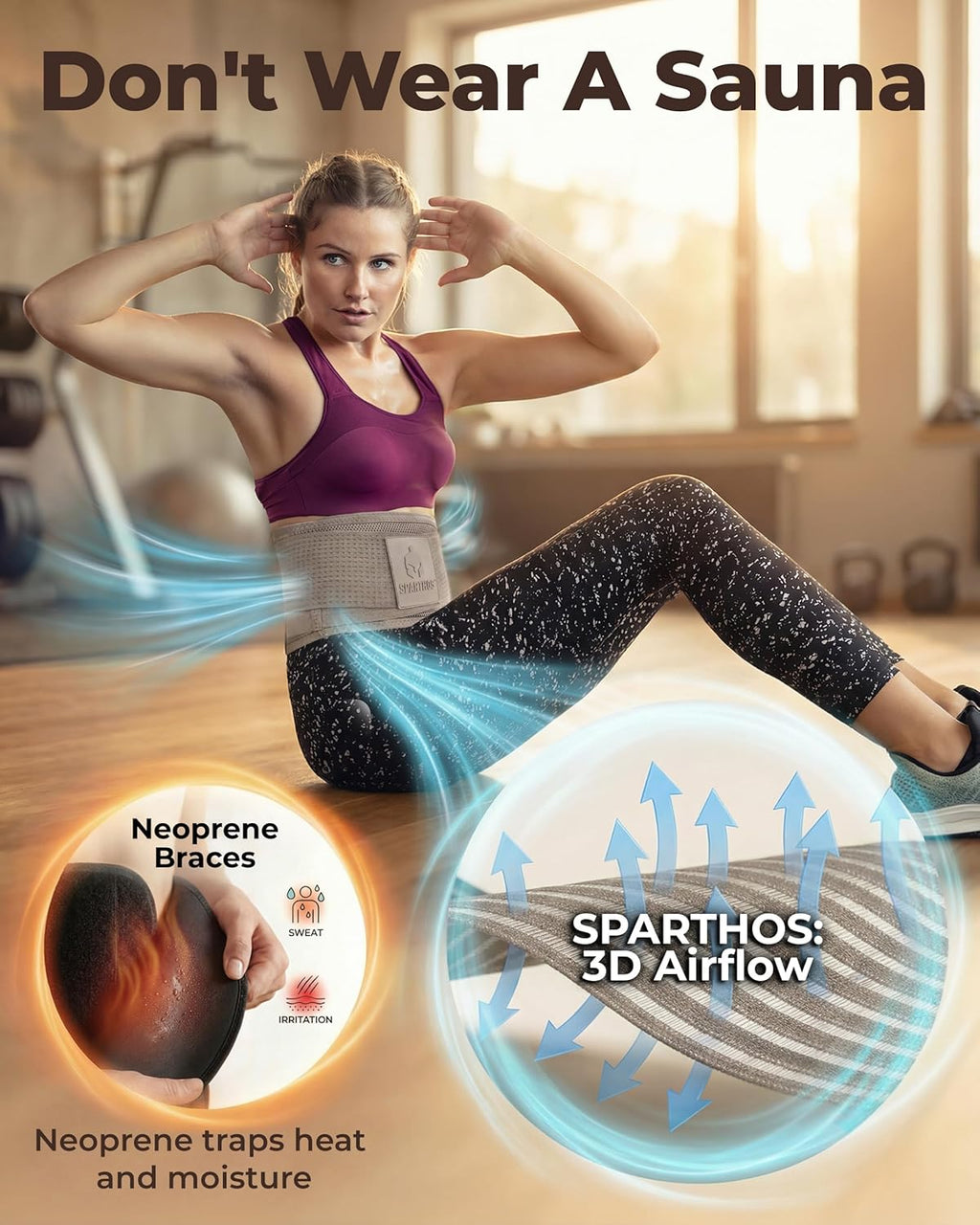 Sparthos Back Support Belt Lumbar Brace with Breathable Lumbar Pad for Sciatica

