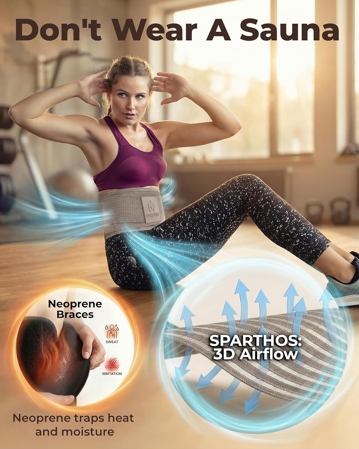 Sparthos Back Support Belt Lumbar Brace with Breathable Lumbar Pad for Sciatica

