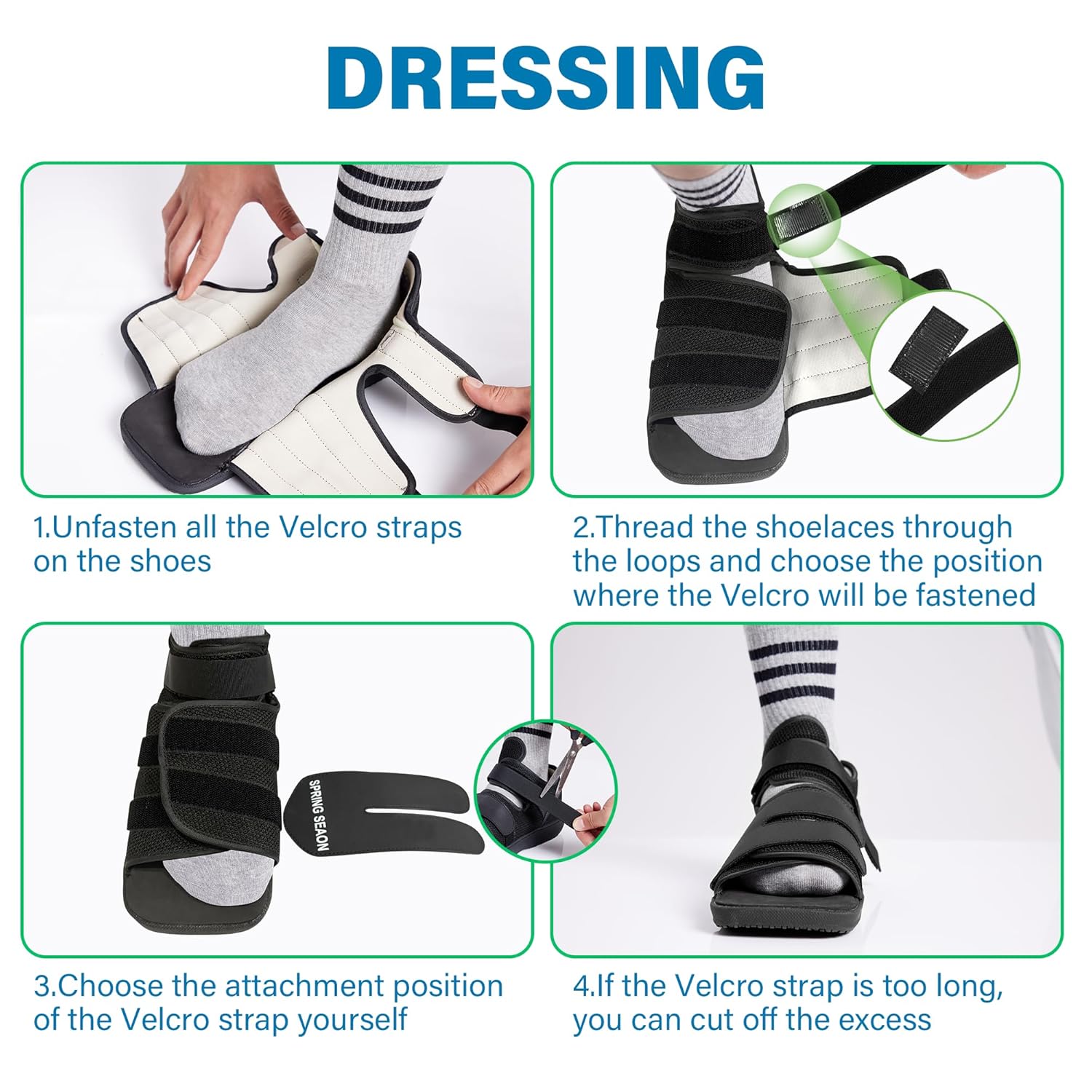 SPRING SEAON Medical Walking Boot Post-Op Shoe Reinforced Sole Cushioned Padding


