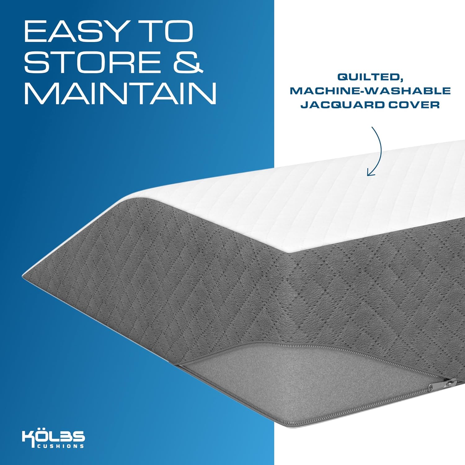 Kolbs Bed Wedge Pillow for Sleep Apnea, Acid Reflux, Back Pain, Jacquard

