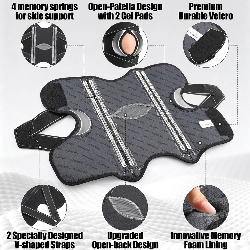 NEENCA Knee Brace Compression Support with X-Straps, Patella Gel Pads, Side Stabilizers

