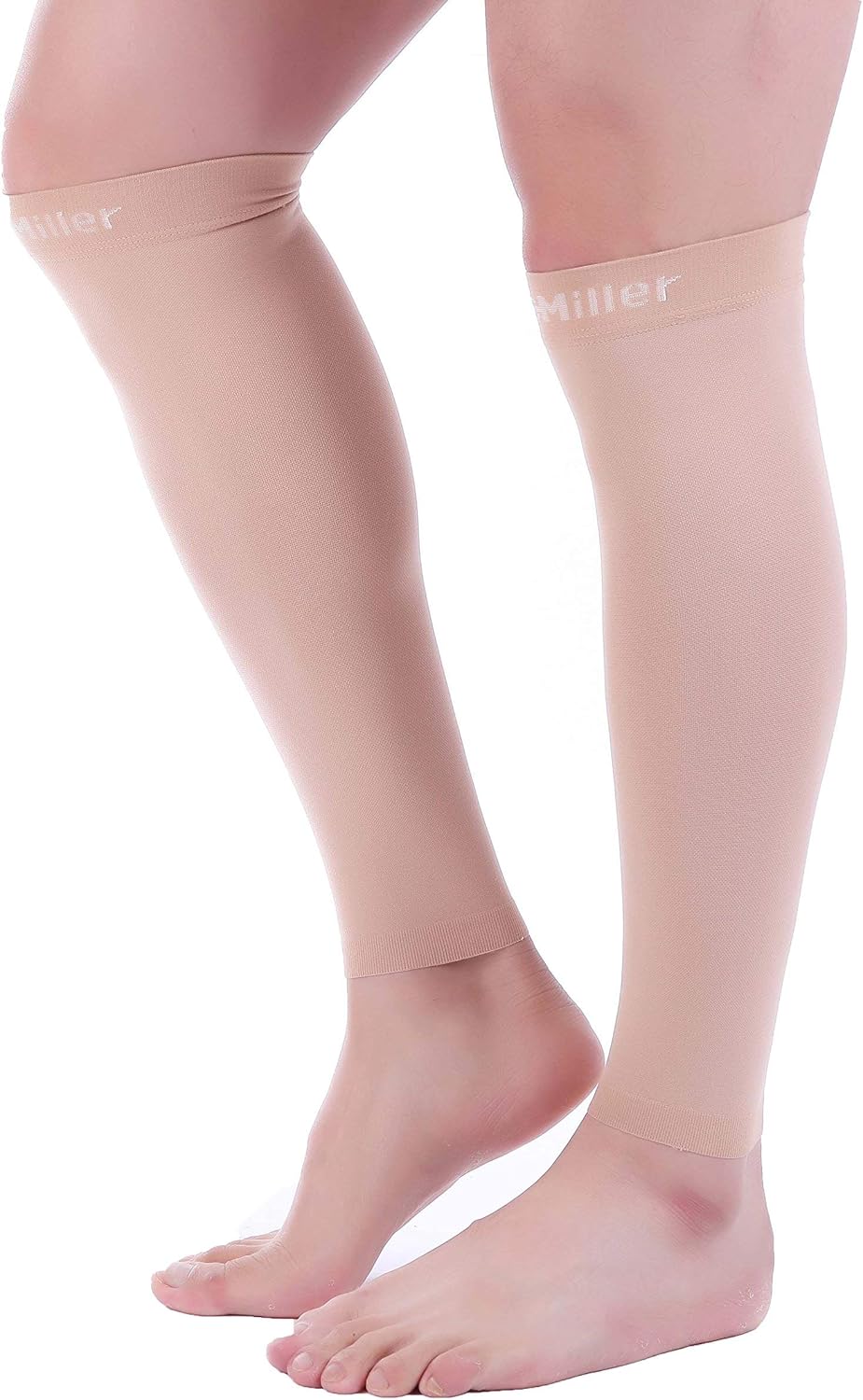 Doc Miller Compression Calf Sleeve, 15-20mmHg Graduated Support, Knee High, Pair

