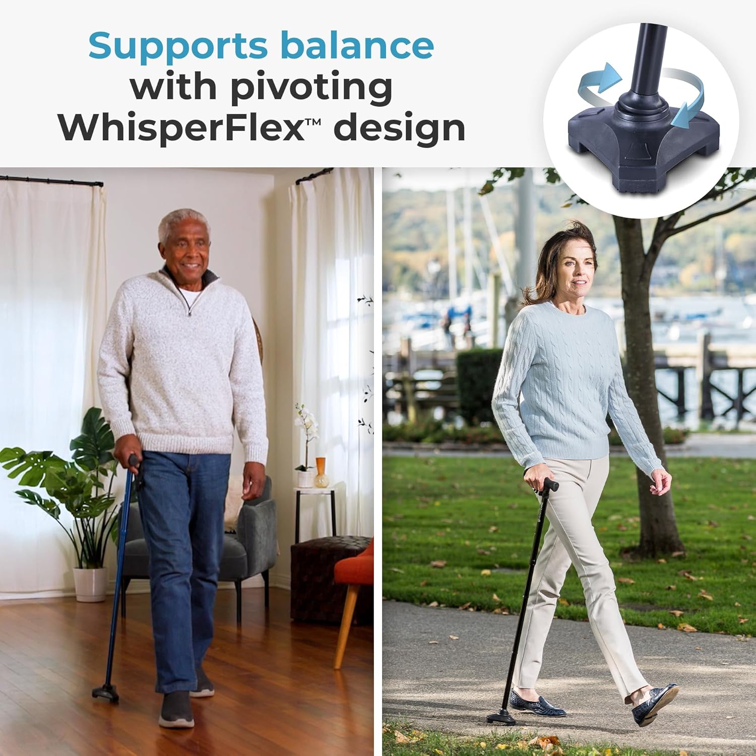HurryCane Freedom Edition Foldable Walking Cane with T Handle

