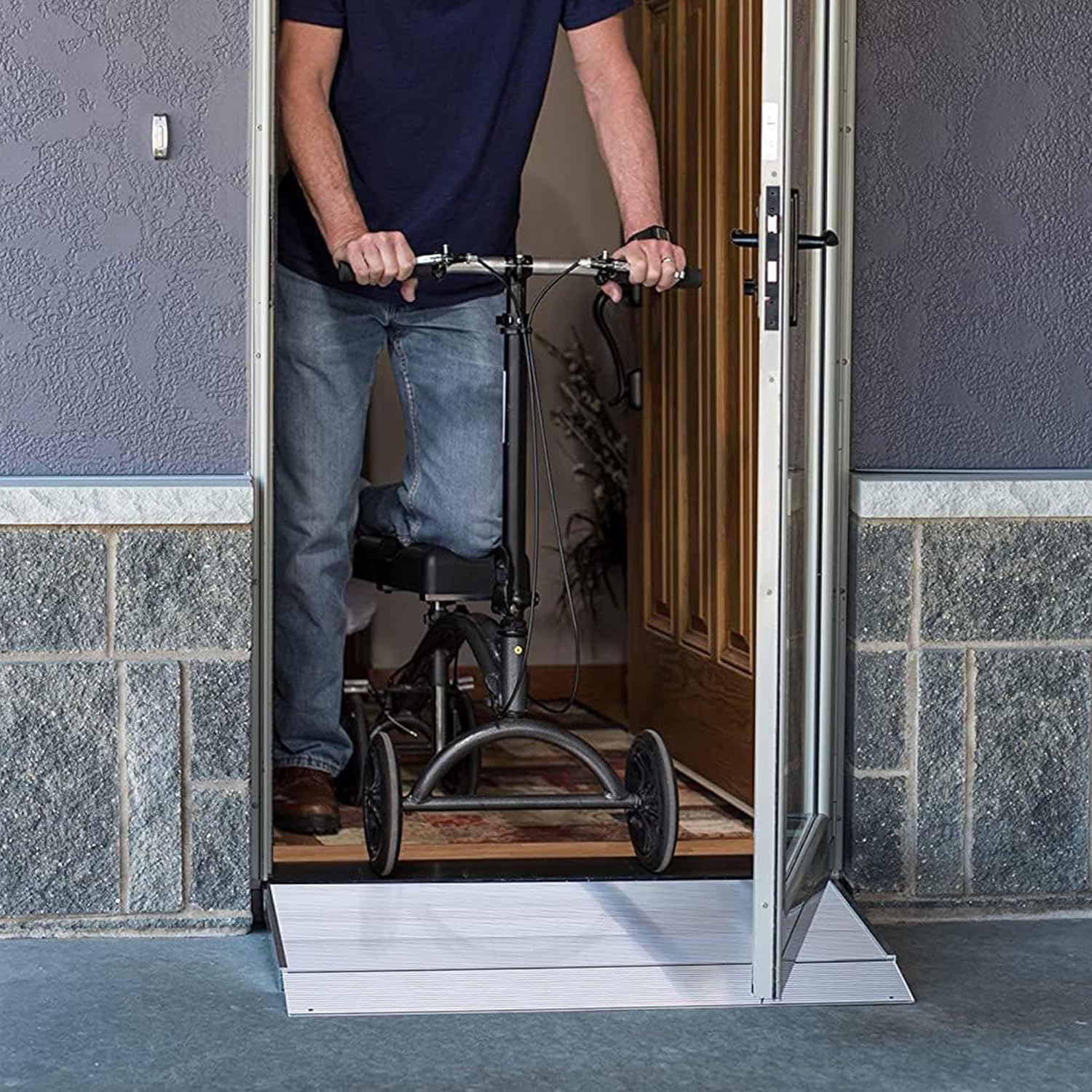 EZ-ACCESS Portable Threshold Ramp for Doorways and Home Steps, Self Supporting Aluminum

