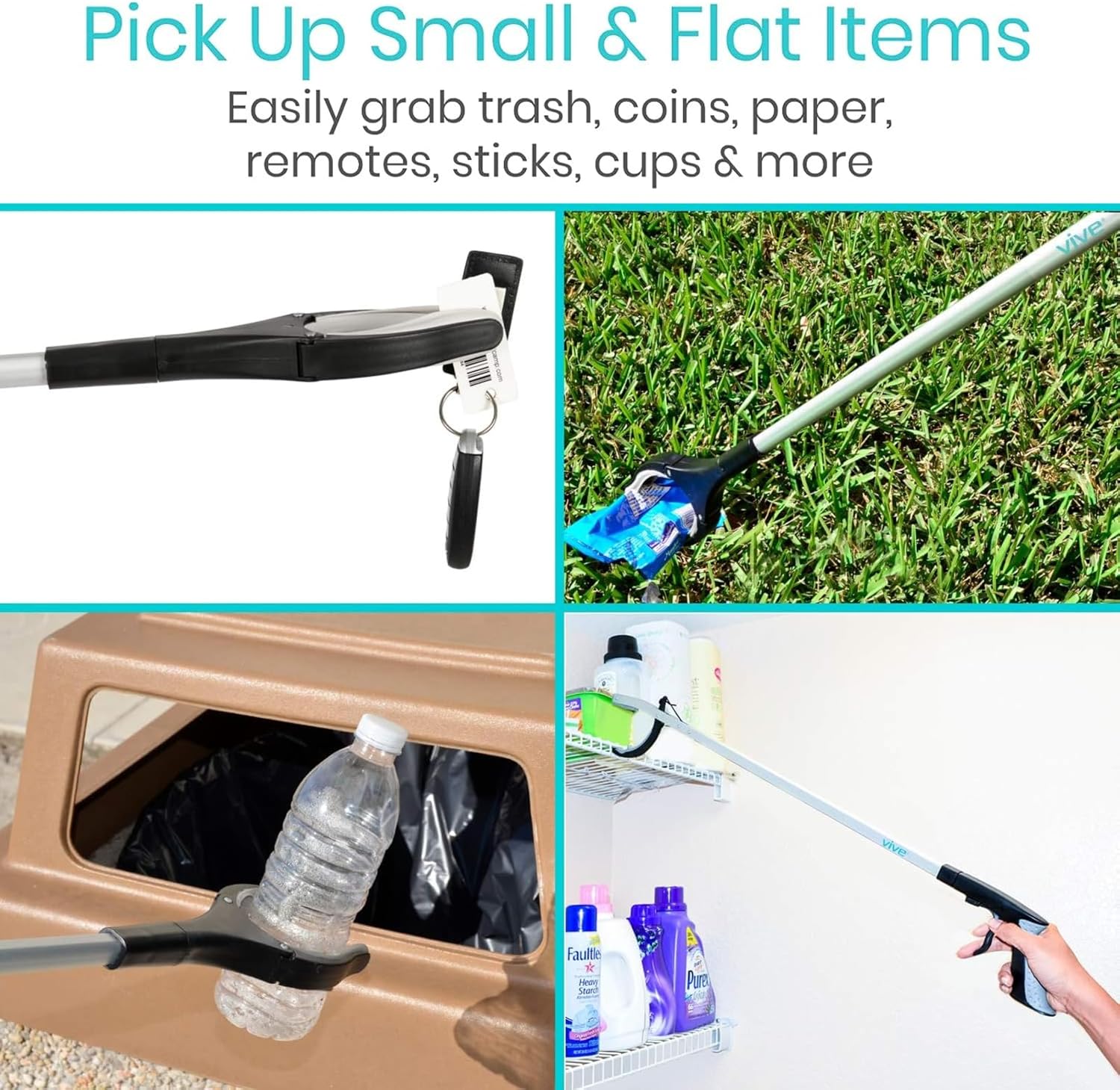 Vive Reacher Grabber Tool 32 in Extra Long Pickup Aid Rotating Grip Arm

