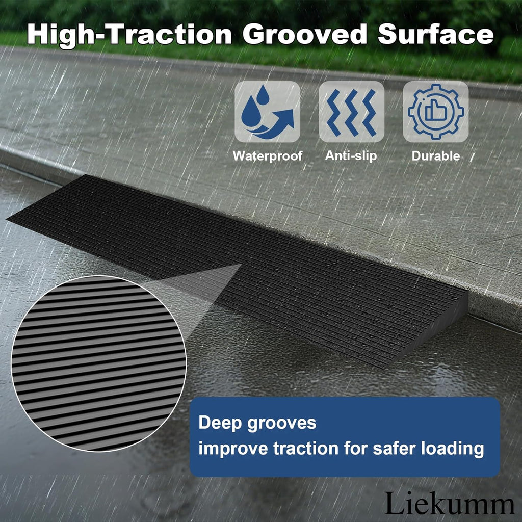 LIEKUMM Rubber Threshold Ramp for Doorways, Non-Slip, Cuttable, Adhesive

