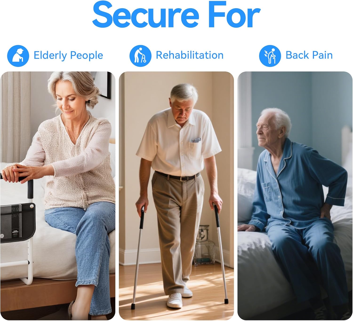 songsoso Adjustable Bed Rail for Seniors, Bedside Support for Elderly, 300 lb

