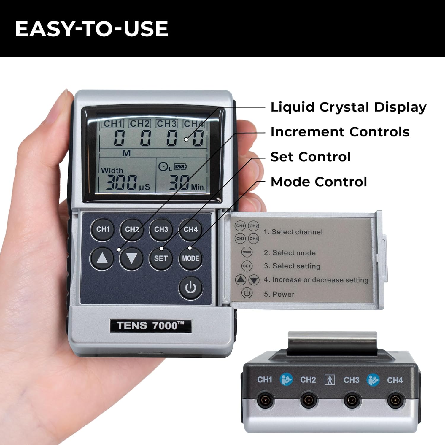 TENS 7000 Pro Rechargeable TENS Unit Muscle Stimulator, 4-Channel EMS/TENS

