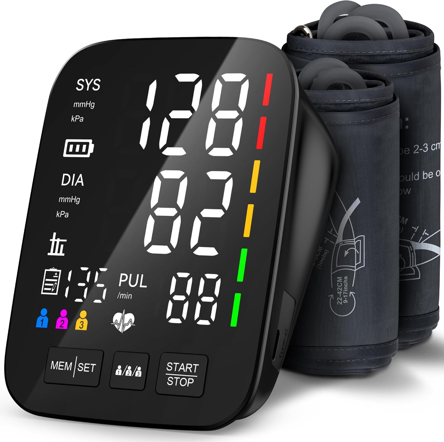 AQESO Automatic Digital Blood Pressure Monitor for Home Use, 3-User, LED Display

