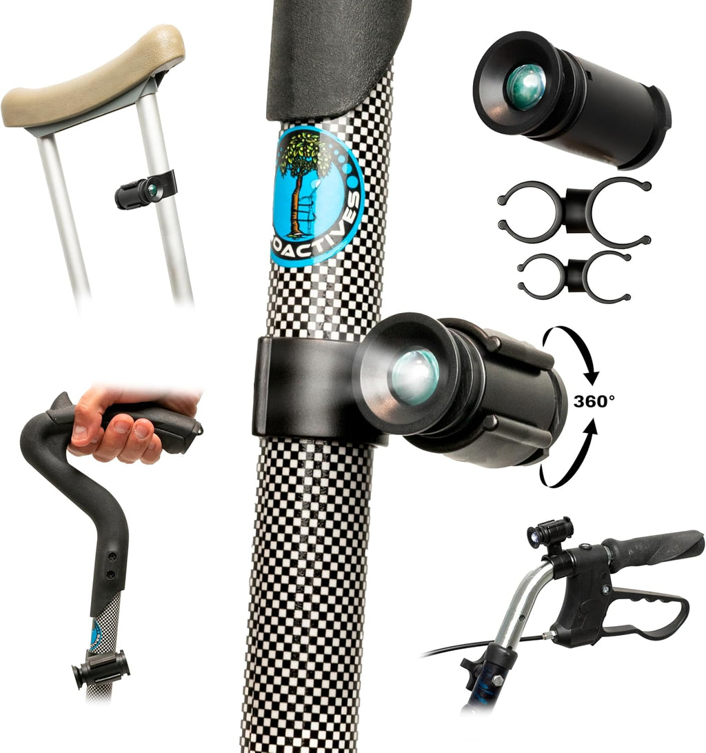 LightBaum 2G LED Clip-On Flashlight for Cane, Crutch, Walker, Wheelchair


