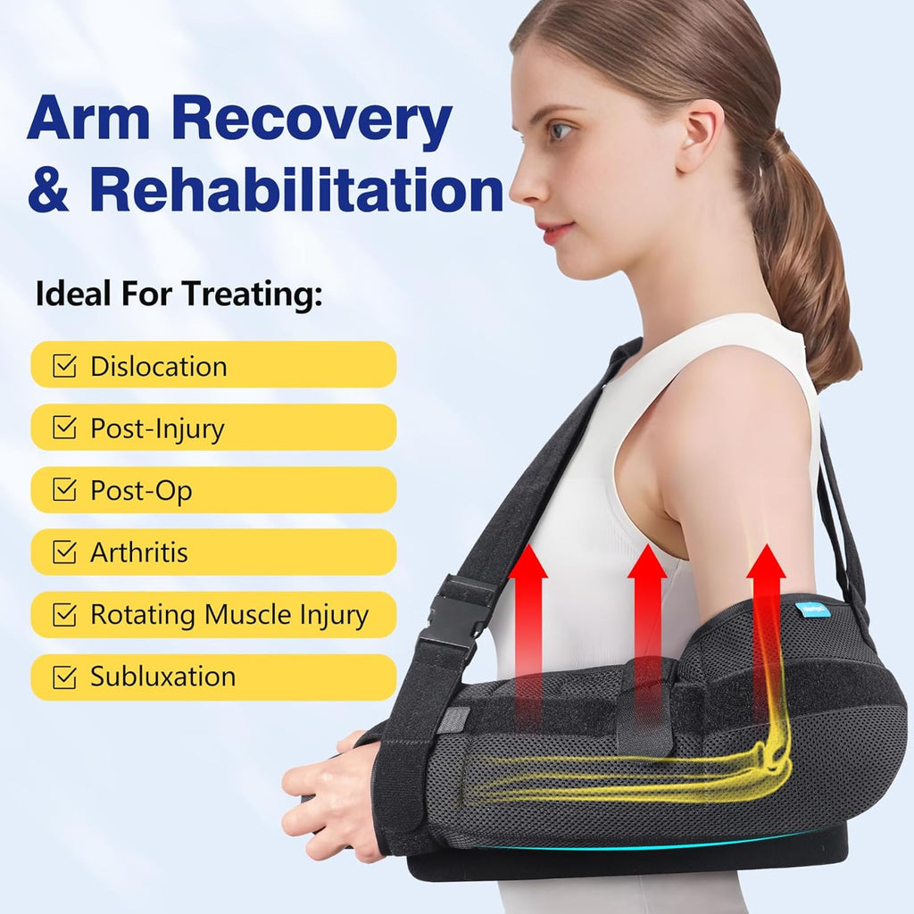 Shoulder Abduction Sling Immobilizer, Padded Rotator Cuff Support Brace with Pillow

