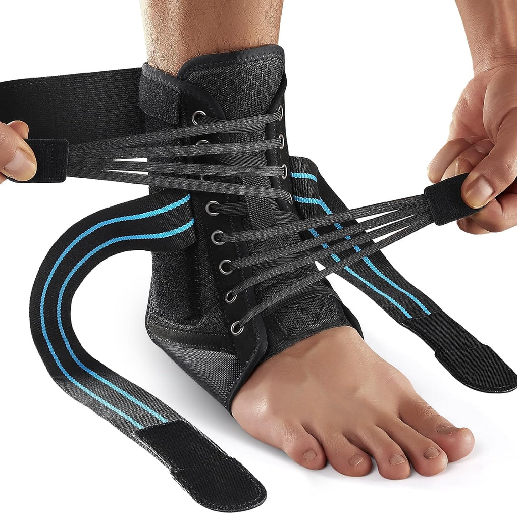 AGPTEK Ankle Brace Adjustable Lace-Up Support with Removable Splints

