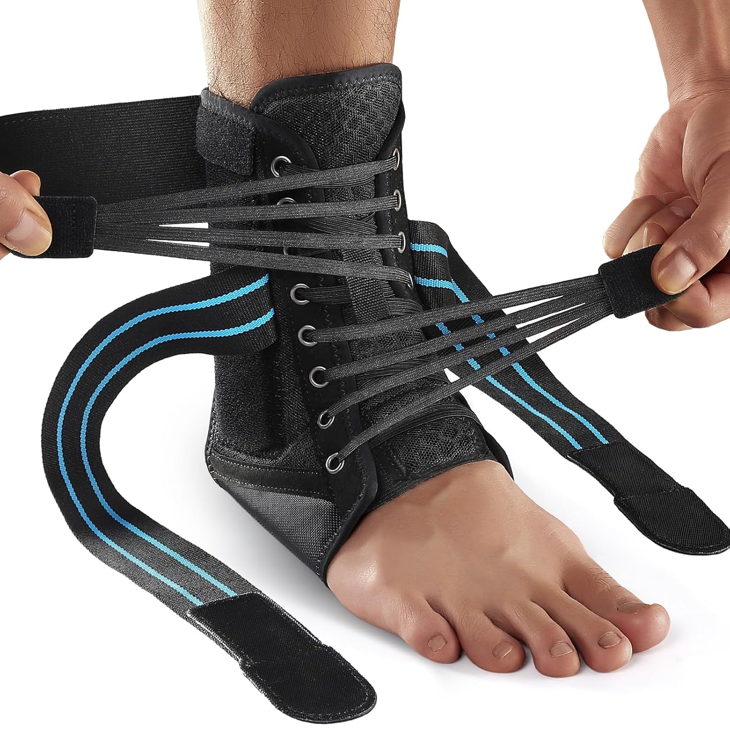 AGPTEK Ankle Brace Adjustable Lace-Up Support with Removable Splints

