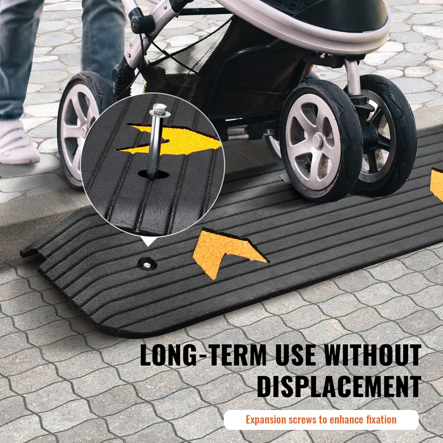 VEVOR Rubber Threshold Ramp for Wheelchairs and Scooters, Non-Slip Curb Ramp

