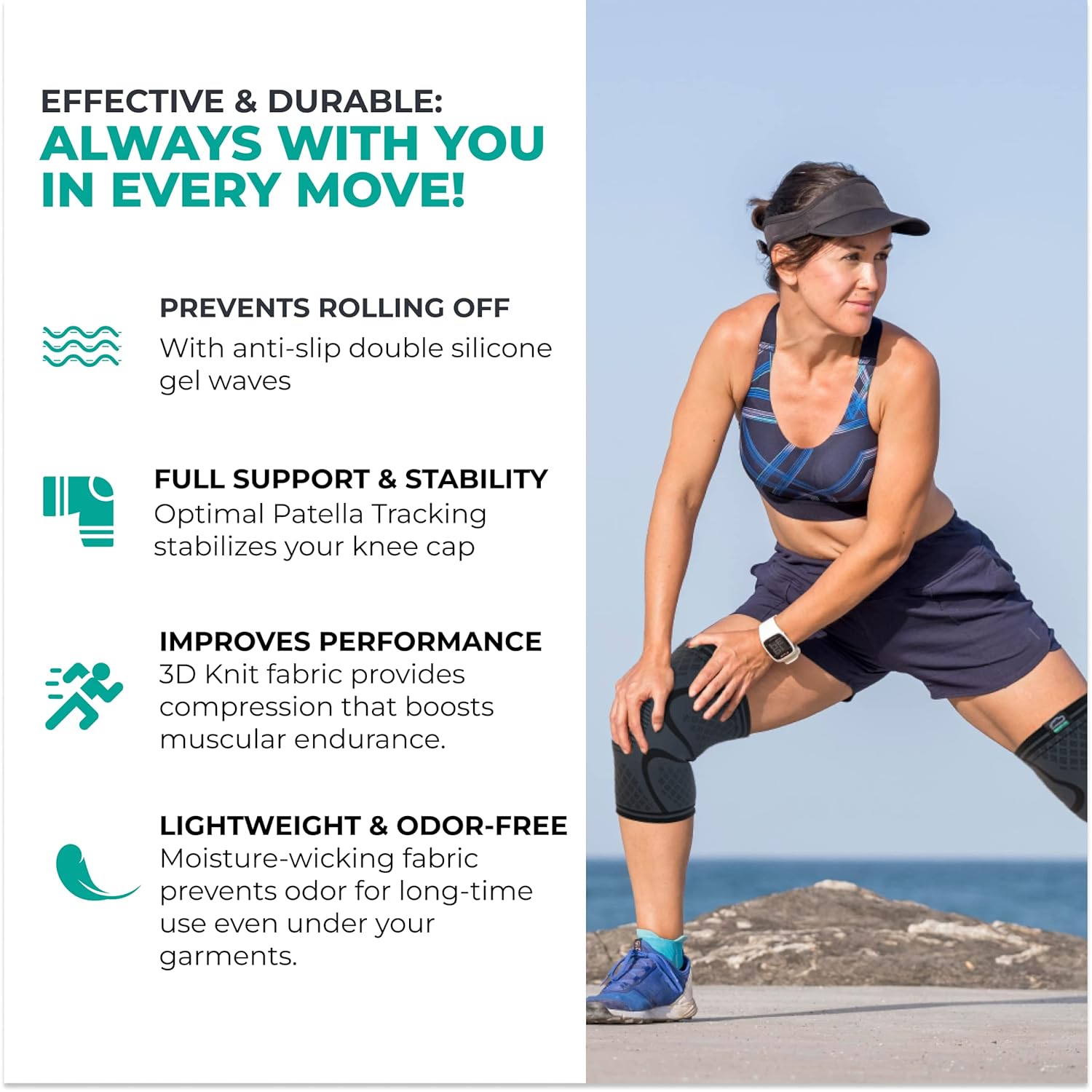 Modvel Compression Knee Brace for Meniscus Tear, ACL, Arthritis Relief, 2-Pack

