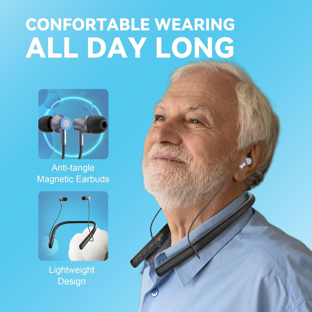 Diggingsound Neckband Bluetooth Rechargeable Hearing Aids for Seniors, Type-C

