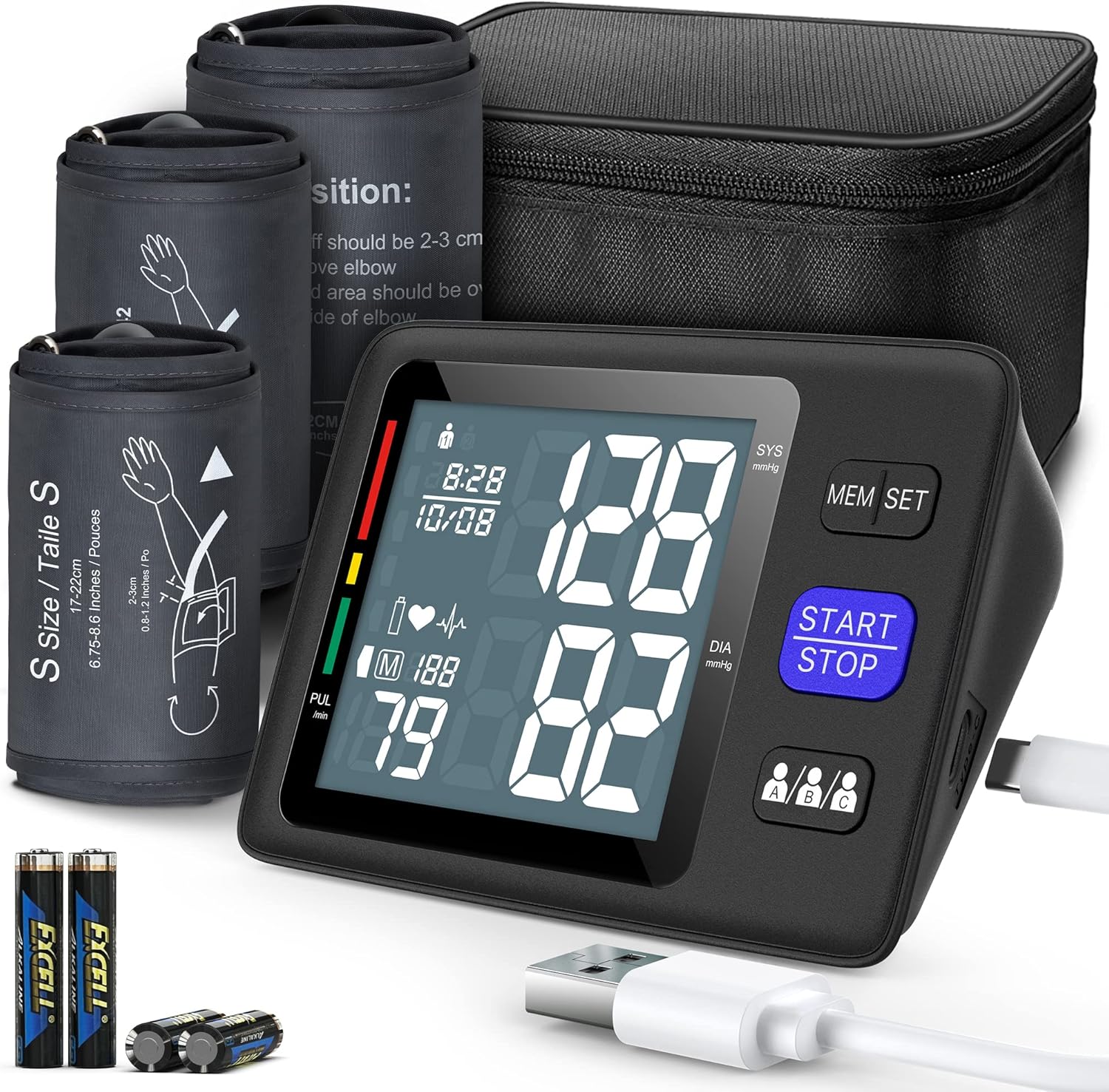 AQESO Upper Arm Digital Blood Pressure Monitor, Automatic BP Cuff with Backlit LCD

