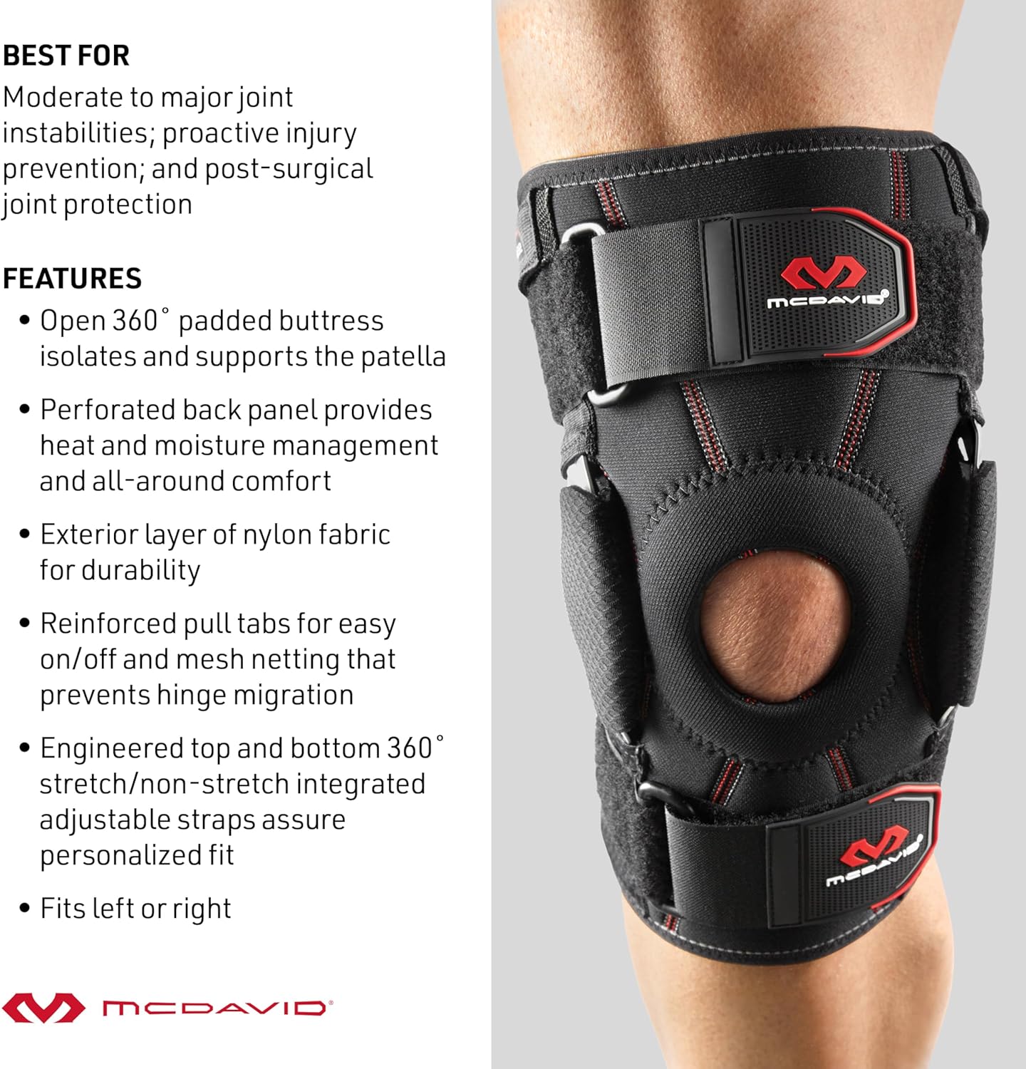 McDavid Hinged Knee Brace for Men & Women, Compression Knee Support Sleeve

