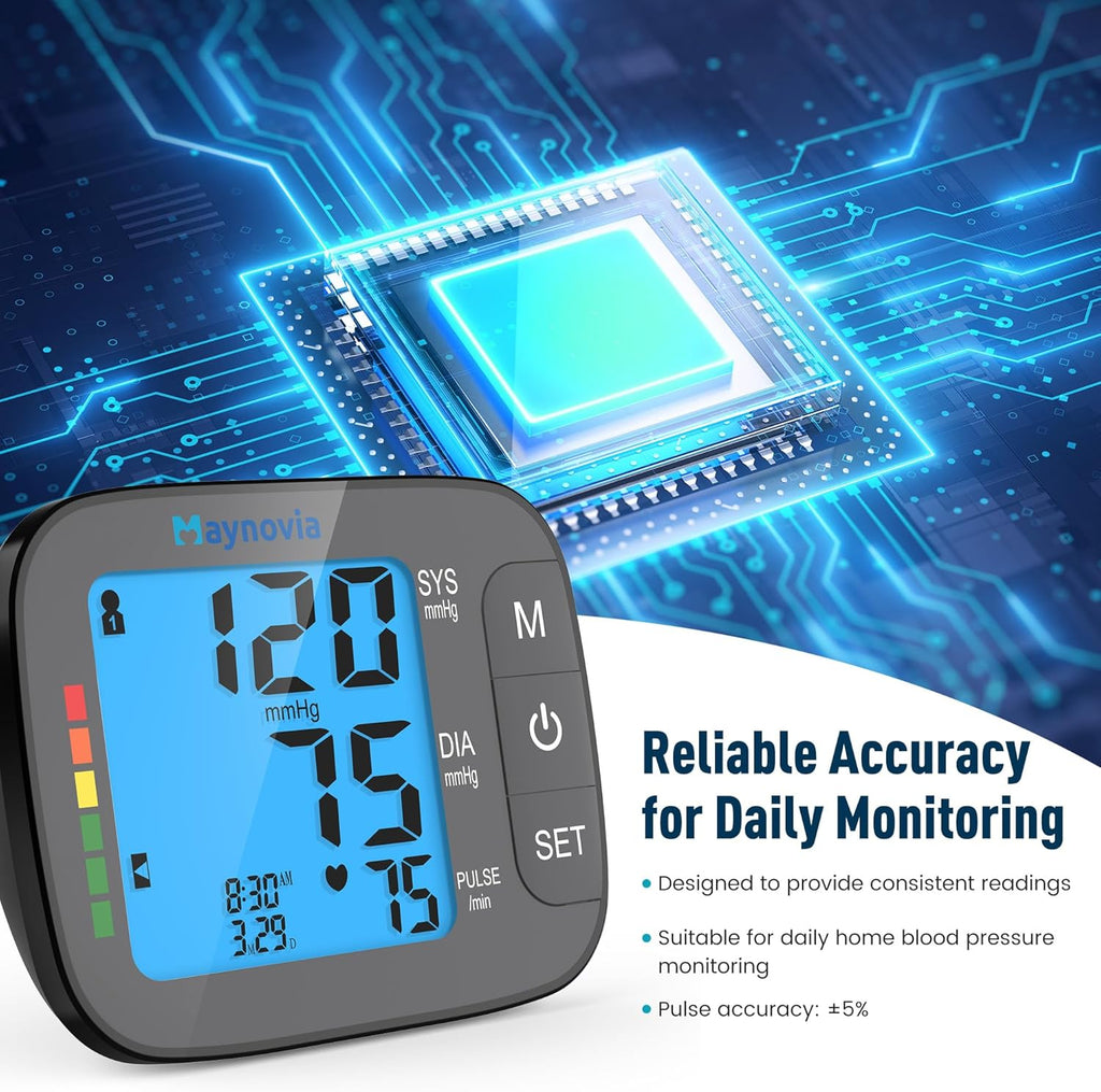 Automatic Upper Arm Blood Pressure Monitor with Backlit LCD and Irregular Heartbeat

