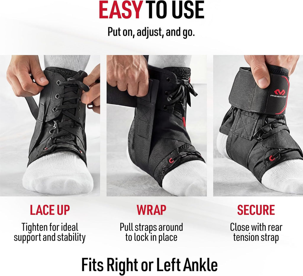McDavid 195 Ultralight Figure-8 Ankle Brace, Lace-Up Ankle Support Stabilizer

