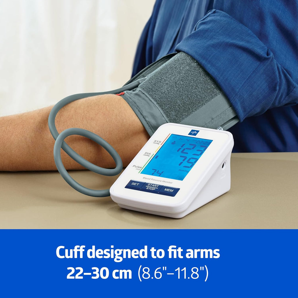 Medline Digital Blood Pressure Monitor with Upper Arm Cuff, LCD Display, 90 Readings

