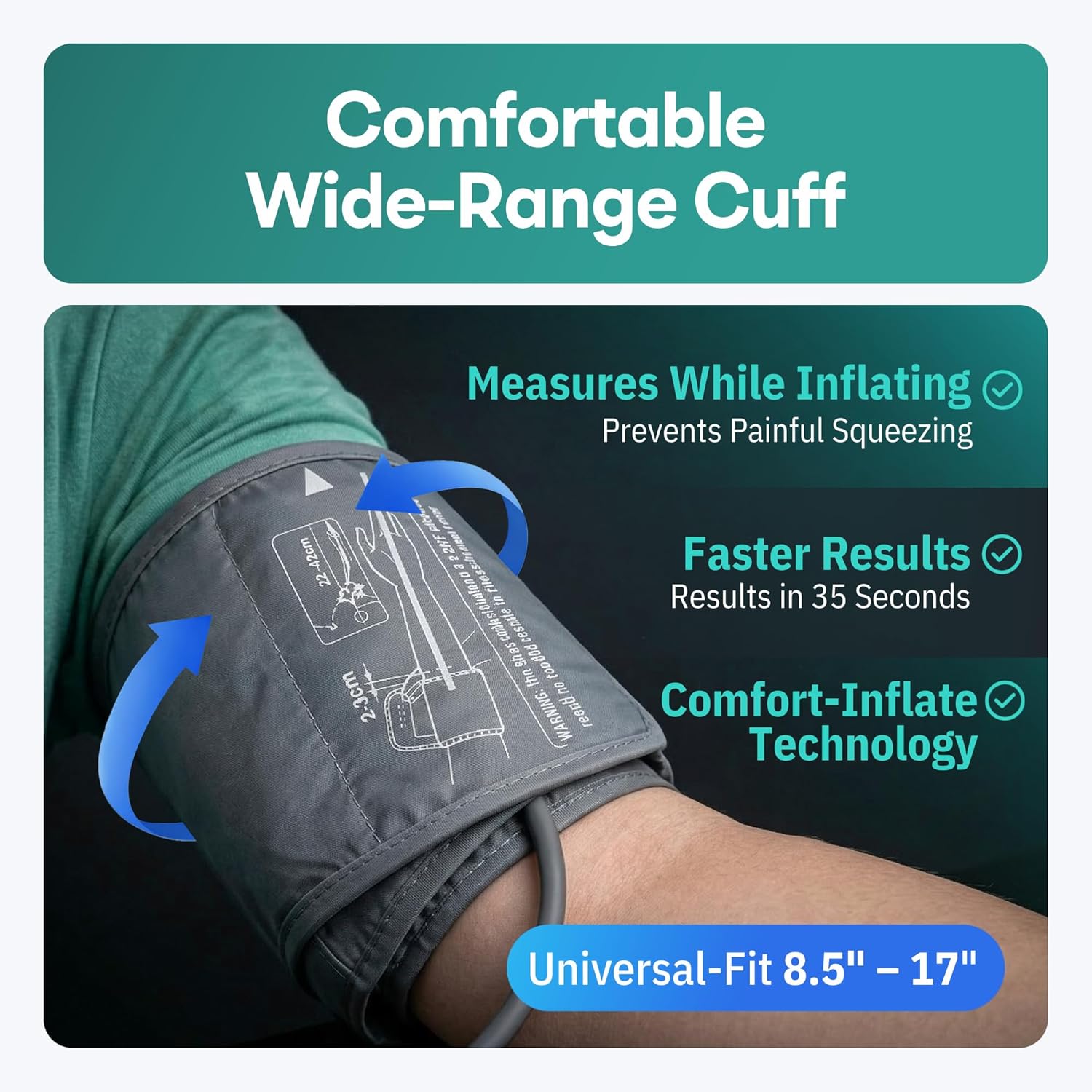 VeriSmart Health Smart Upper Arm Blood Pressure Monitor with Bluetooth, LED Display

