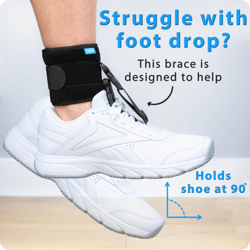 Omeer AFO Foot Drop Brace for Walking, Adjustable Ankle-Foot Orthosis

