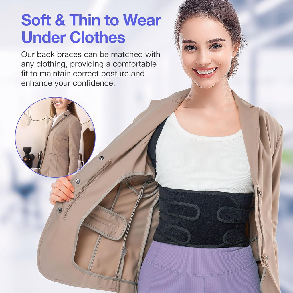 Kepwaa Posture Corrector Back Brace for Upper Back and Lumbar, Adjustable Shoulder Straps

