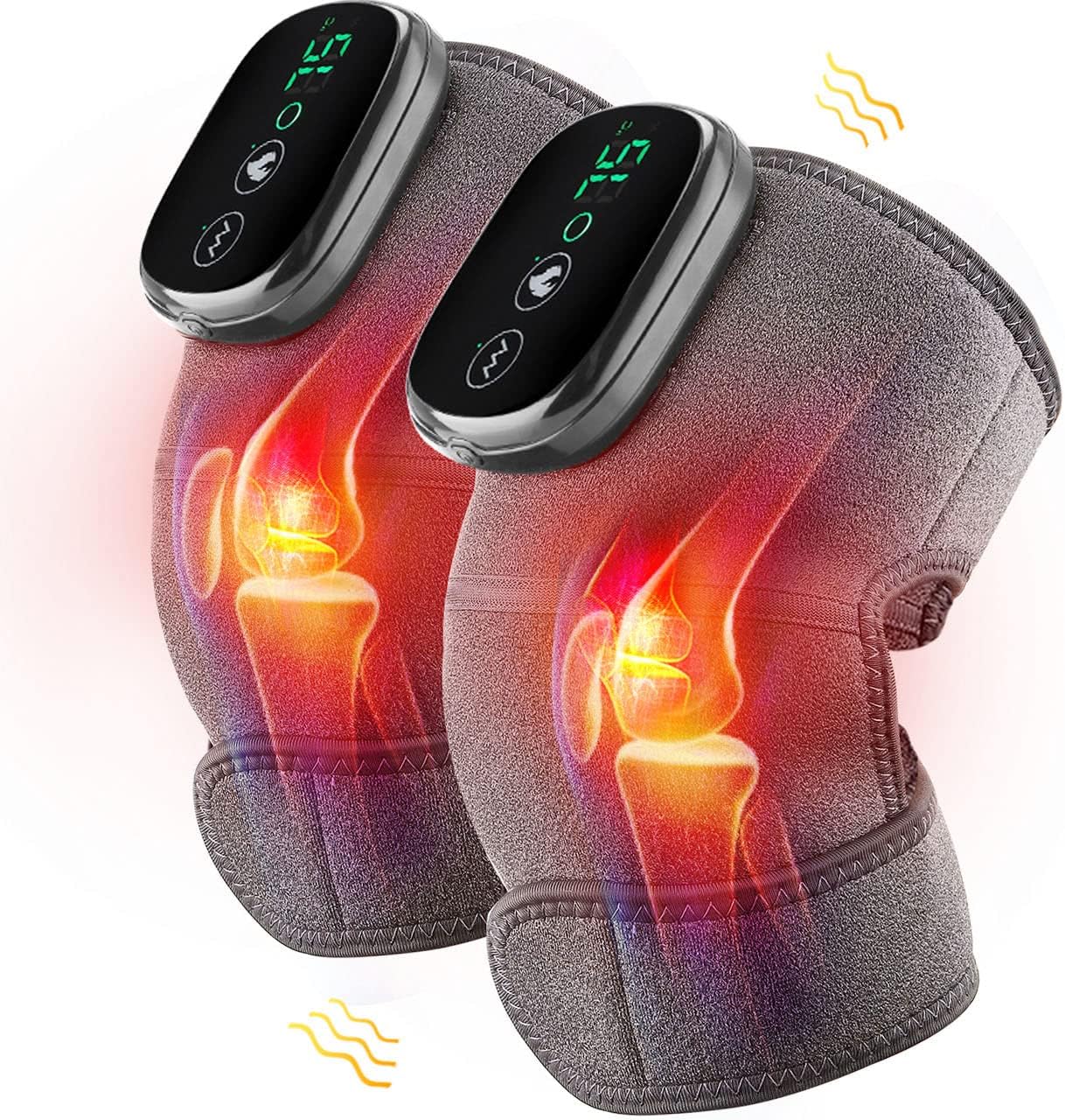 MOAJAZA Heated Knee Massager with Vibration, Cordless Rechargeable Heating Pad

