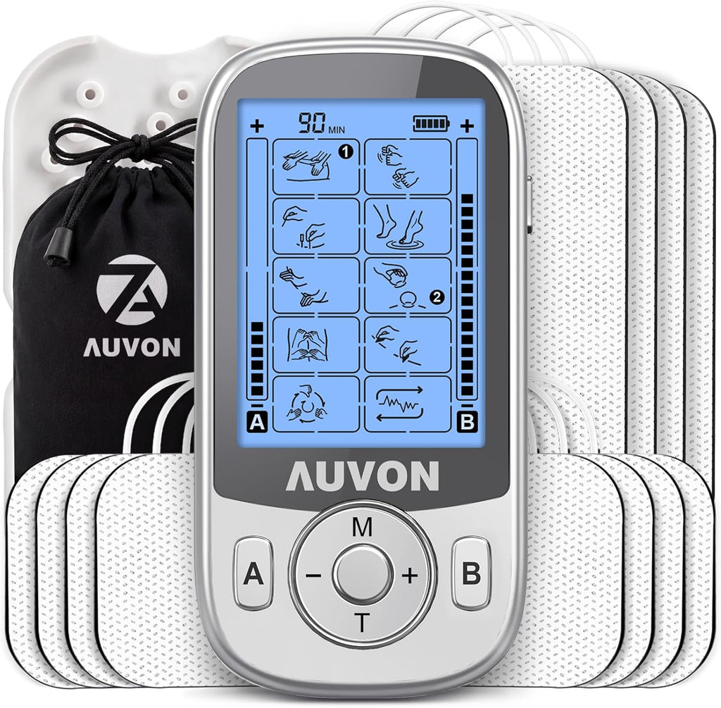 AUVON Rechargeable Dual-Channel TENS Unit, 24 Modes, 40 Intensities, EMS

