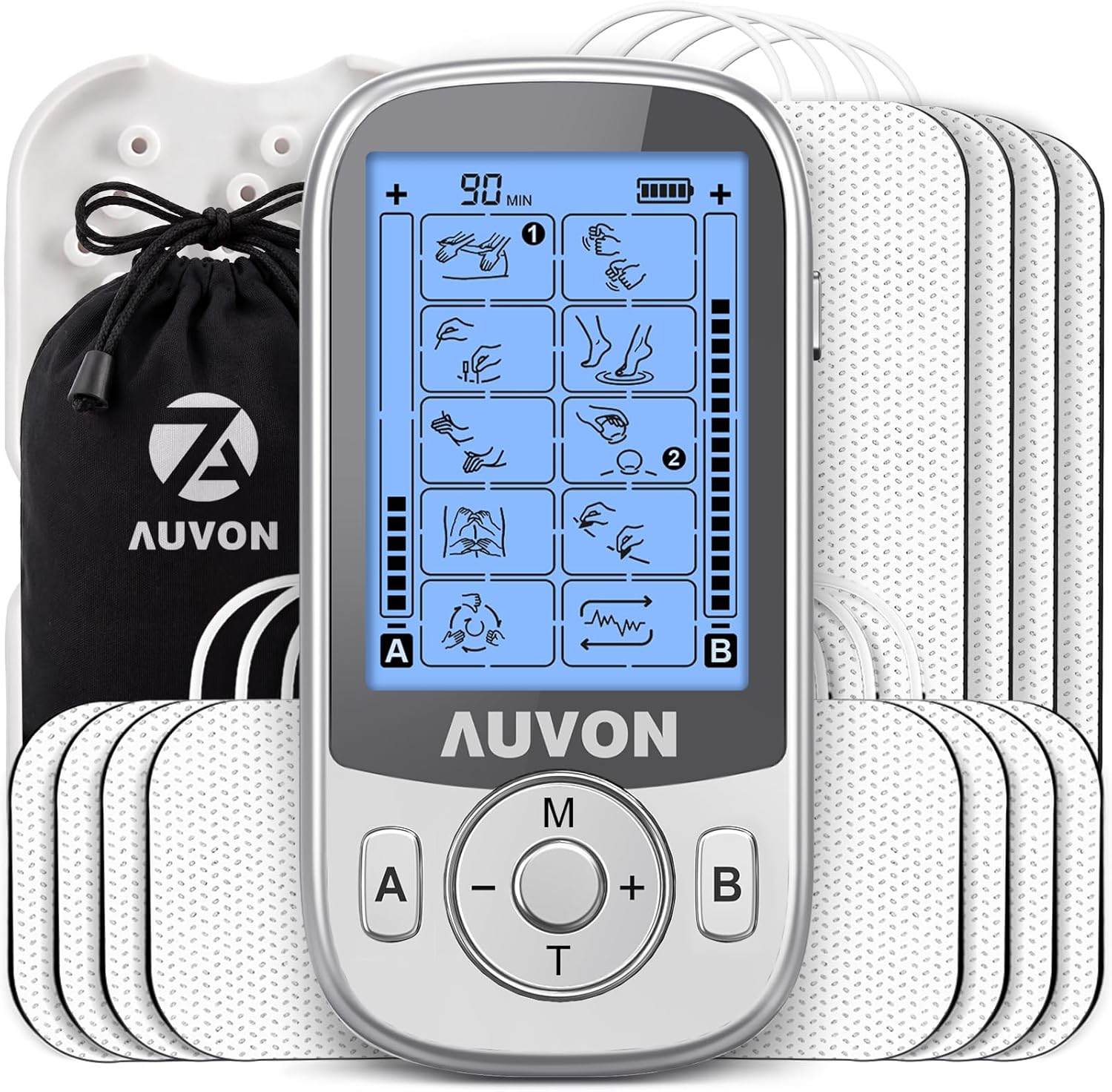 AUVON Rechargeable Dual-Channel TENS Unit, 24 Modes, 40 Intensities, EMS

