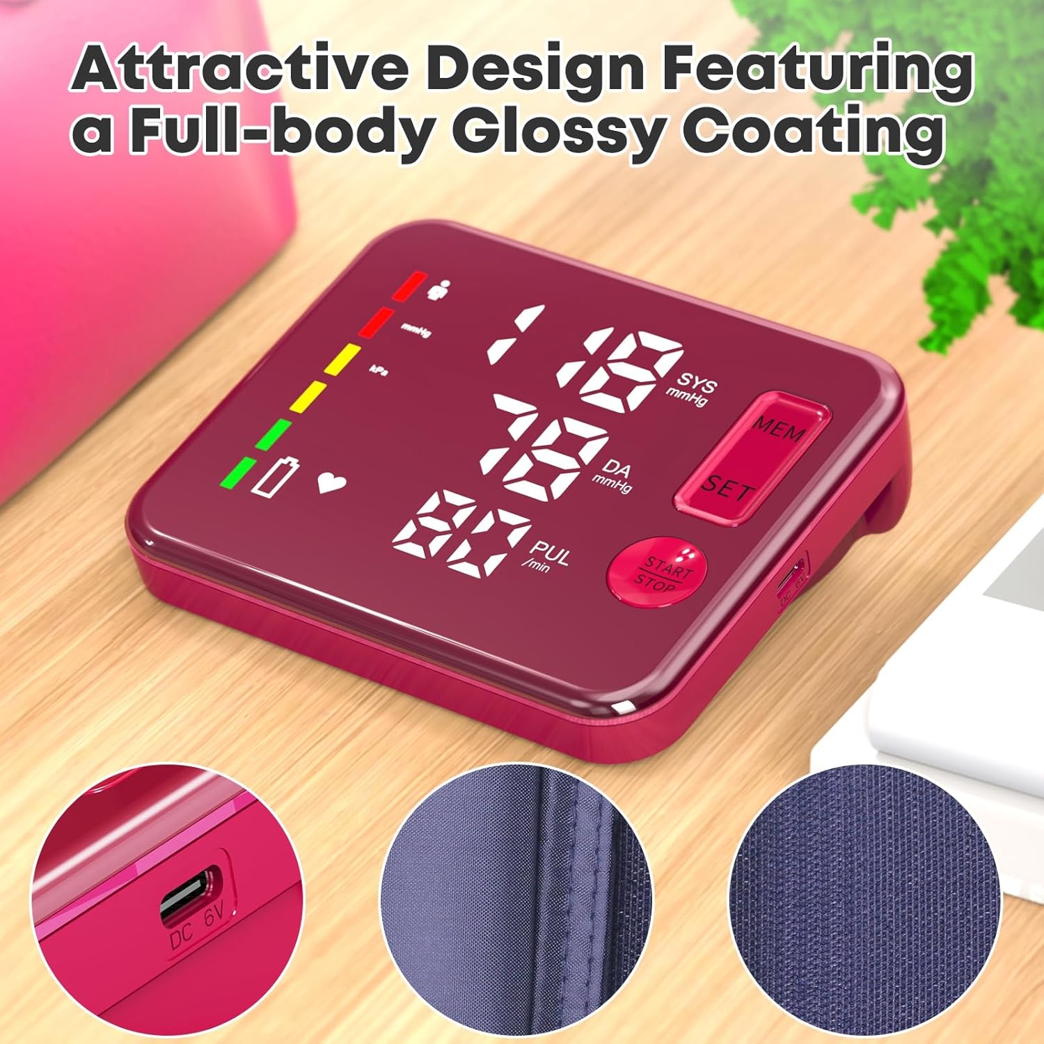 GUAEVER Rechargeable Upper Arm Blood Pressure Monitor Large LED Voice BP Machine

